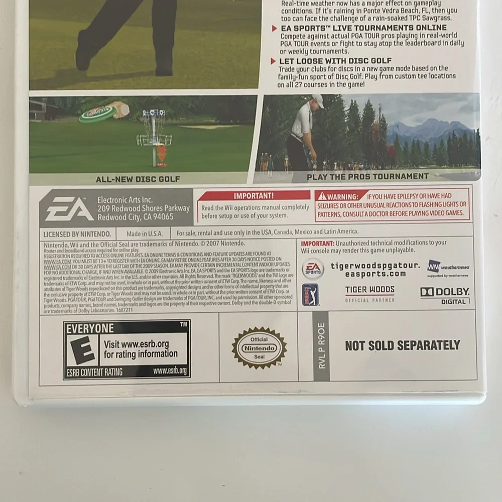Nintendo Wii 2009 Tiger Woods PGA Tour 10 Video Game